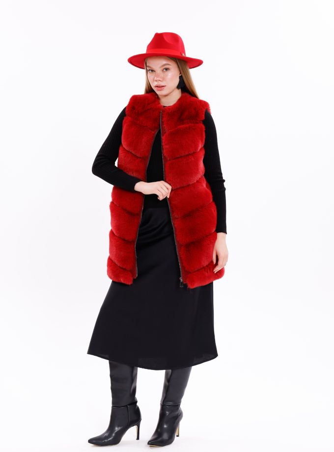 Bordo suni Kürk Yelek