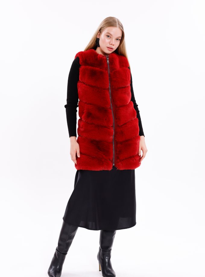 Bordo suni Kürk Yelek