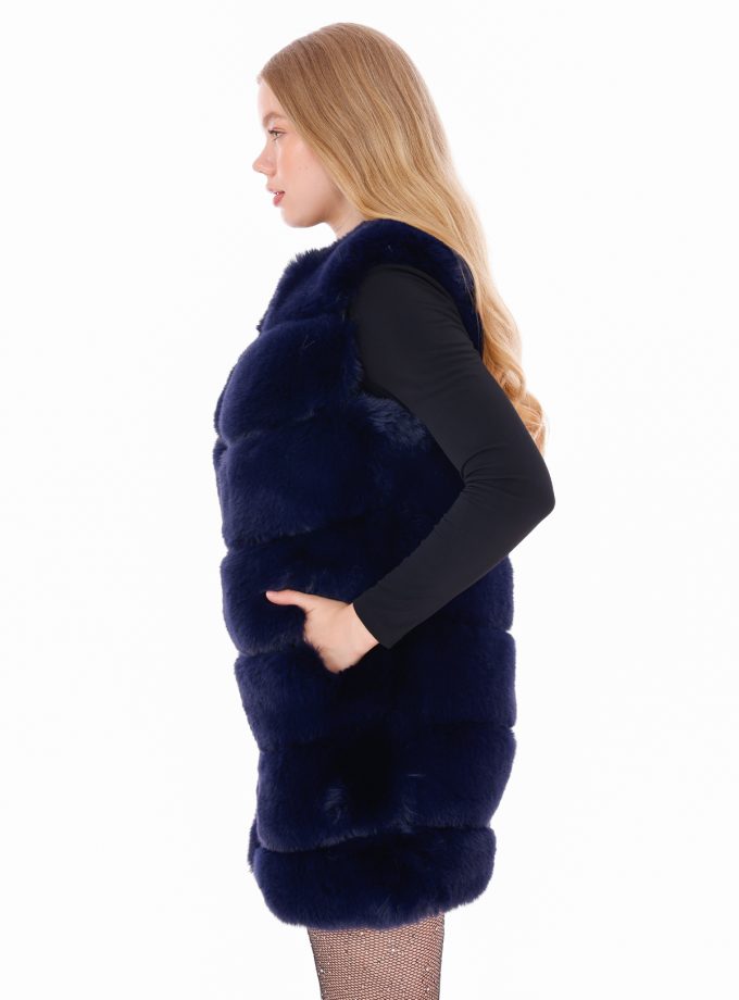 Lacivert Suni Kürk Yelek