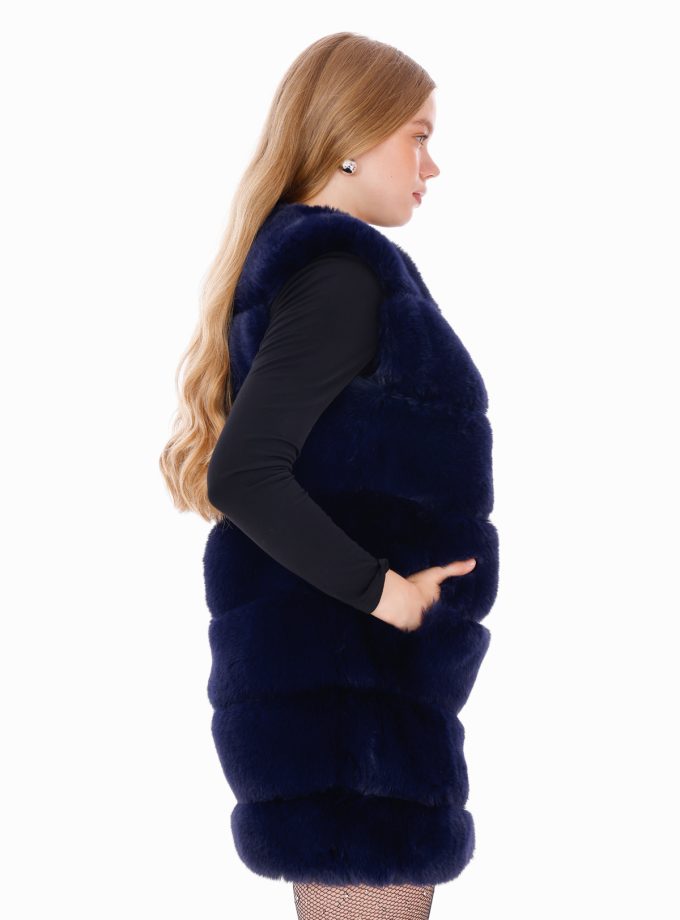 Lacivert Suni Kürk Yelek